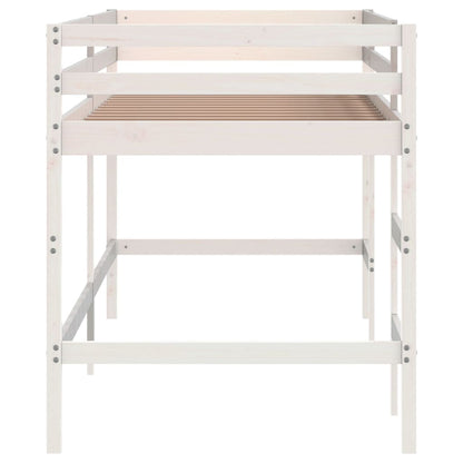 White Wood Kids' Loft Bed with Ladder 90x190 cm - No Mattress
