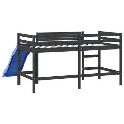 Black Kids' Loft Bed with Slide 80x200 cm - No Mattress Included