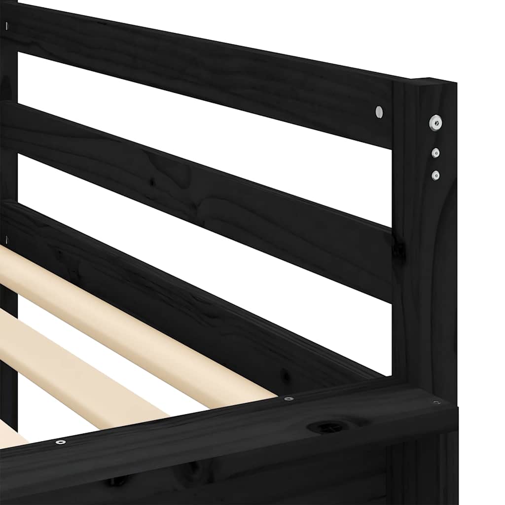 Black Kids' Loft Bed with Slide 80x200 cm - No Mattress Included