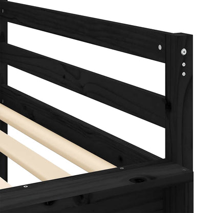 Black Kids' Loft Bed with Slide 80x200 cm - No Mattress Included
