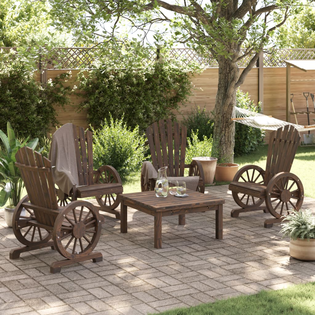 4 Pc Solid Fir Wood Garden Adirondack Chairs - Durable & Stylish