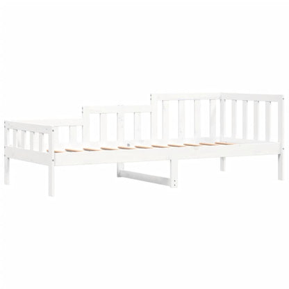 White Solid Pine Wood Day Bed Frame 80x200 cm - No Mattress