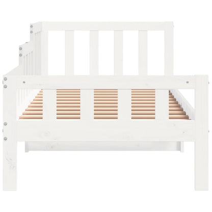 White Solid Pine Wood Day Bed Frame 80x200 cm - No Mattress
