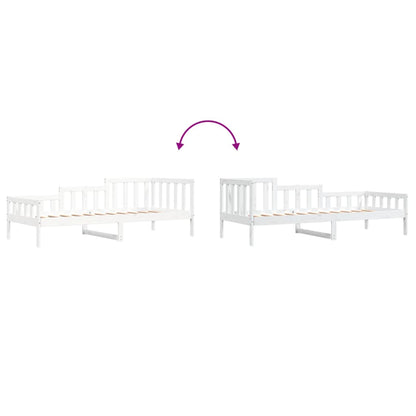 White Solid Pine Wood Day Bed Frame 80x200 cm - No Mattress
