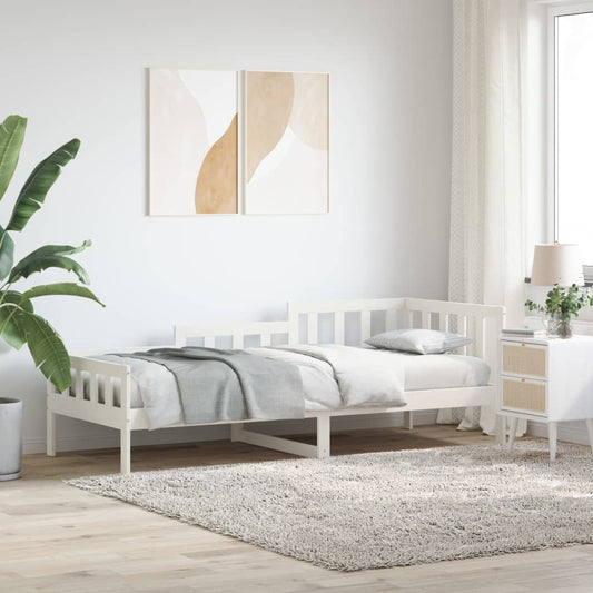 White Solid Pine Wood Day Bed Frame 80x200 cm - No Mattress