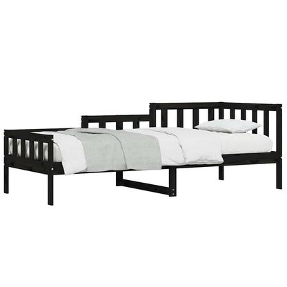Solid Pine Day Bed Frame, 80x200 cm, Black - No Mattress Included