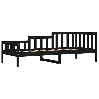 Solid Pine Day Bed Frame, 80x200 cm, Black - No Mattress Included