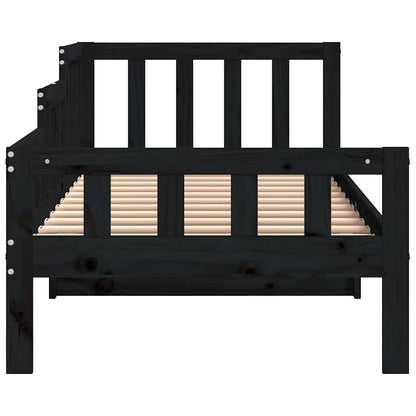 Solid Pine Day Bed Frame, 80x200 cm, Black - No Mattress Included