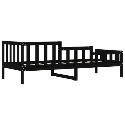 Solid Pine Day Bed Frame, 80x200 cm, Black - No Mattress Included