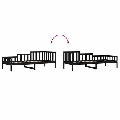 Solid Pine Day Bed Frame, 80x200 cm, Black - No Mattress Included