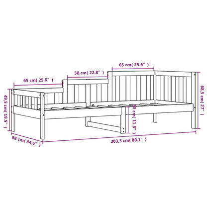 Solid Pine Day Bed Frame, 80x200 cm, Black - No Mattress Included