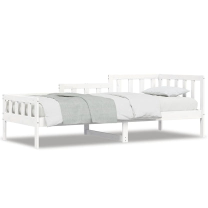 Solid Pine Day Bed Frame, White 90x200 cm, No Mattress