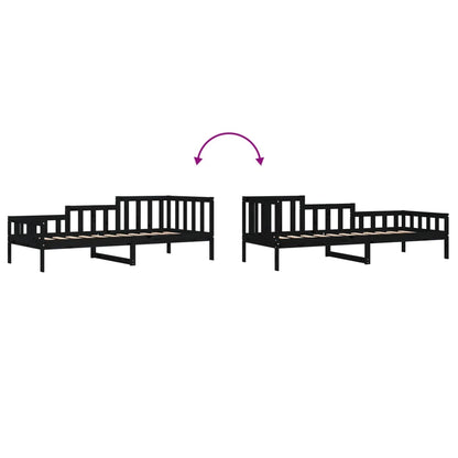 Black Solid Pine Day Bed Frame 90x190 cm - No Mattress Included