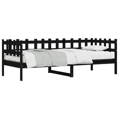 Black Solid Pine Wood Day Bed 80x200 cm (Mattress Not Included)