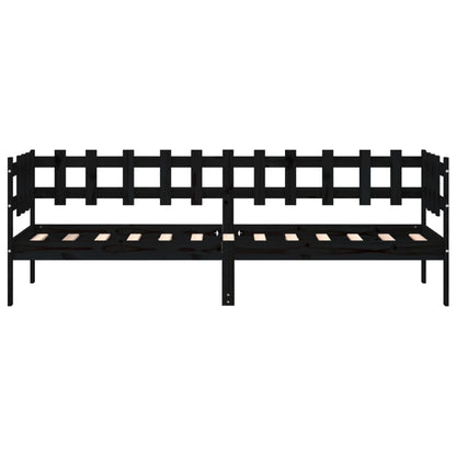 Black Solid Pine Wood Day Bed 80x200 cm (Mattress Not Included)