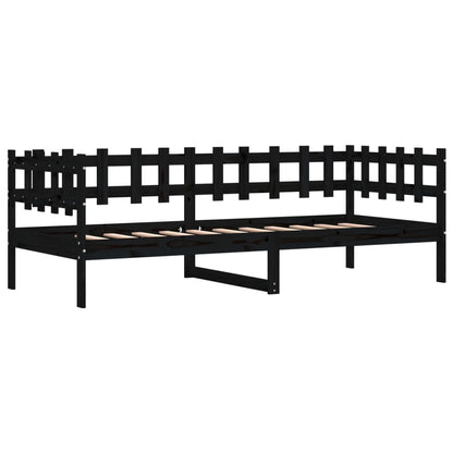 Black Solid Pine Wood Day Bed 80x200 cm (Mattress Not Included)