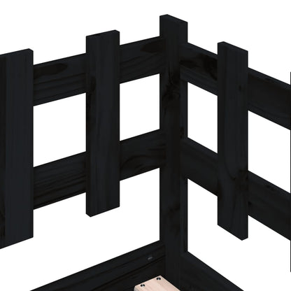 Black Solid Pine Wood Day Bed 80x200 cm (Mattress Not Included)