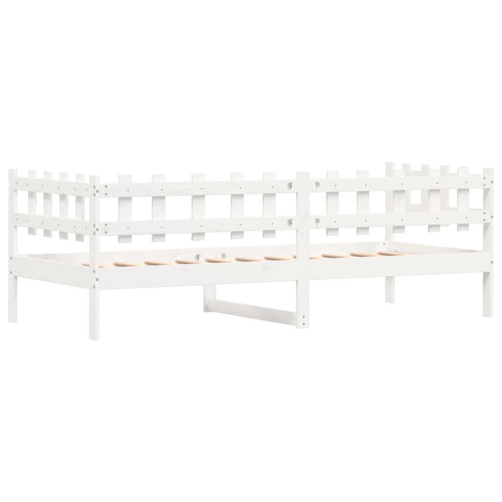 White Solid Pine Day Bed Frame 90x200cm - No Mattress Included