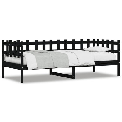 Solid Pine Day Bed Frame 90x200 cm - Black (No Mattress)