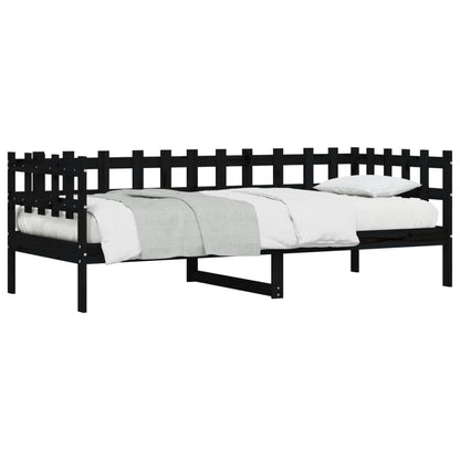 Solid Pine Day Bed Frame 90x200 cm - Black (No Mattress)
