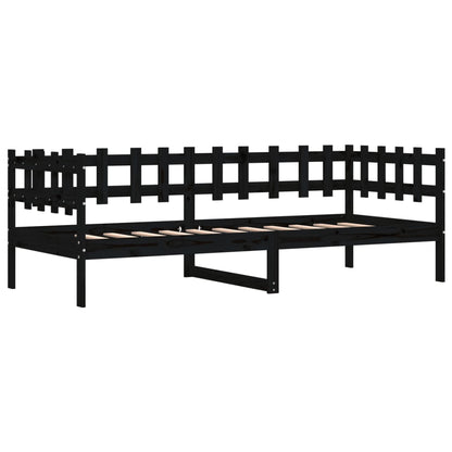 Solid Pine Day Bed Frame 90x200 cm - Black (No Mattress)