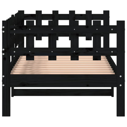 Solid Pine Day Bed Frame 90x200 cm - Black (No Mattress)