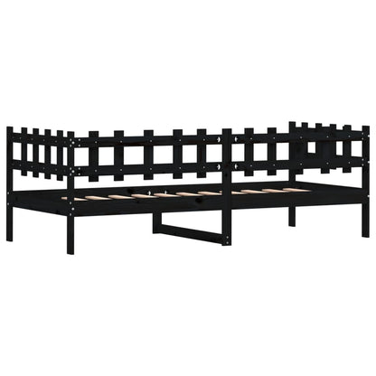 Solid Pine Day Bed Frame 90x200 cm - Black (No Mattress)