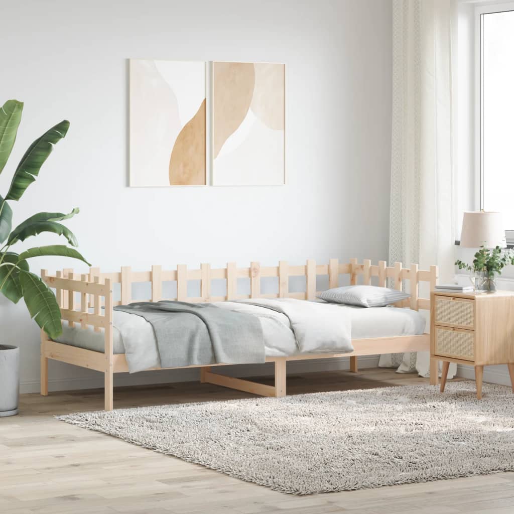 Solid Pine Day Bed Frame, No Mattress, 90x190 cm, Single Size