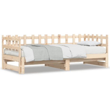 Solid Wood Pull-Out Day Bed Frame - No Mattress, 2x(80x200) cm