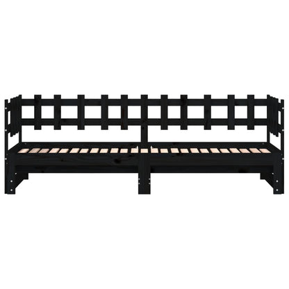 Solid Wood Pull-Out Day Bed Black 160x200 cm (No Mattress)