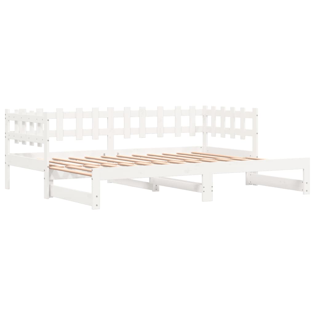 Pull-out Day Bed without Mattress White 2x(90x200) cm Solid Wood