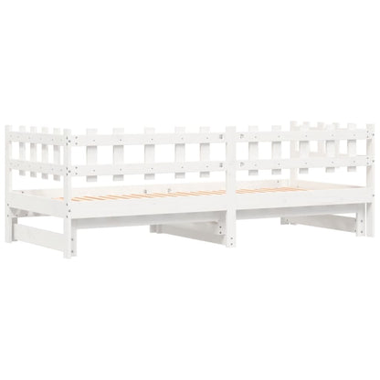 Pull-out Day Bed without Mattress White 2x(90x200) cm Solid Wood