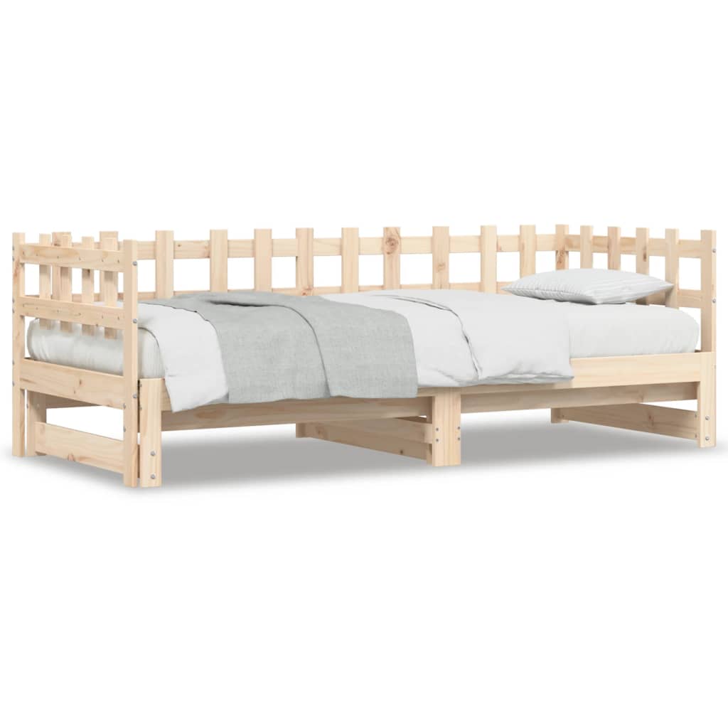 Solid Wood Pull-out Day Bed Frame - Fits 2x(90x190) cm Mattresses
