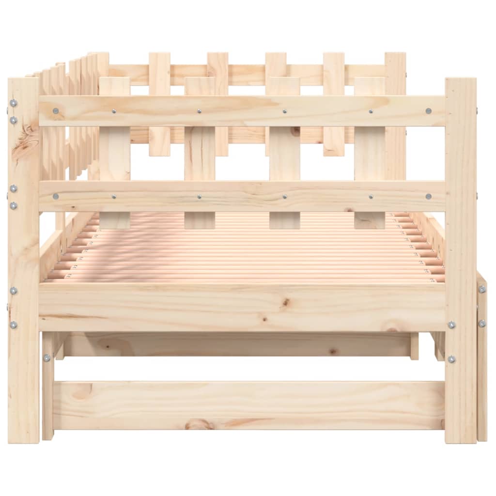 Solid Wood Pull-out Day Bed Frame - Fits 2x(90x190) cm Mattresses