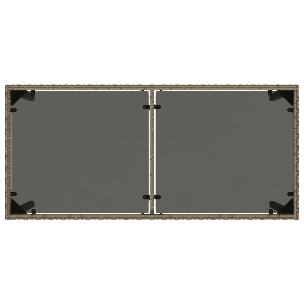 Garden Table with Glass Top Grey 115x54x74 cm Poly Rattan
