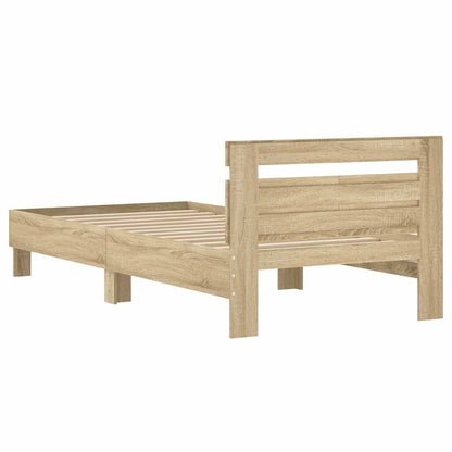 Bed Frame without Mattress with Headboard Sonoma Oak 100x200 cm
