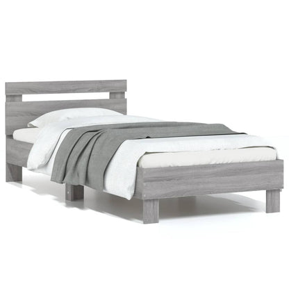 Grey Sonoma Bed Frame with Headboard - 90x200 cm, No Mattress