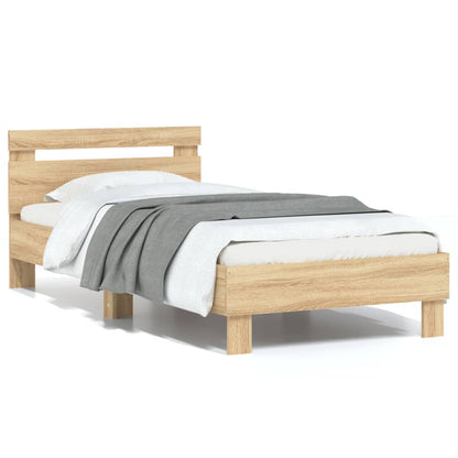 Sonoma Oak Single Bed Frame with Headboard, 90x190 cm, No Mattress