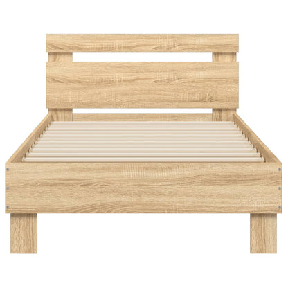 Sonoma Oak Single Bed Frame with Headboard, 90x190 cm, No Mattress