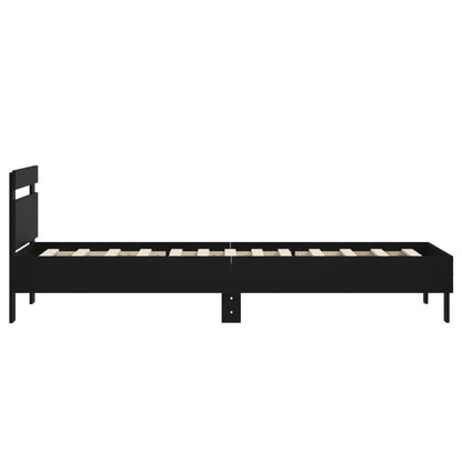 Elegant Black Metal Bed Frame with Headboard - Small Single 75x190 cm