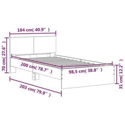 White Wooden Bed Frame with Headboard - 100x200 cm, No Mattress
