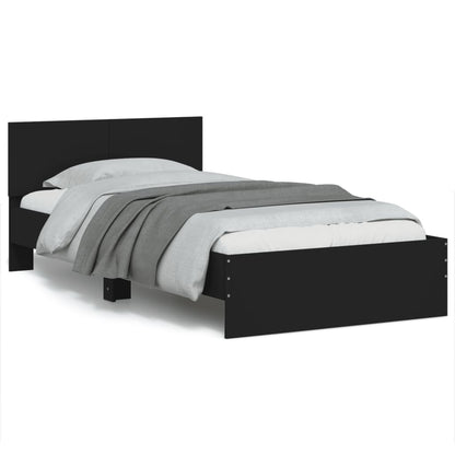 Black Metal Bed Frame with Headboard 100x200 cm (No Mattress)