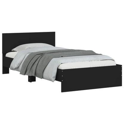 Black Metal Bed Frame with Headboard 100x200 cm (No Mattress)
