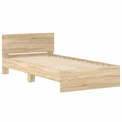 Sonoma Oak Bed Frame with Headboard 100x200 cm - Wooden Finish
