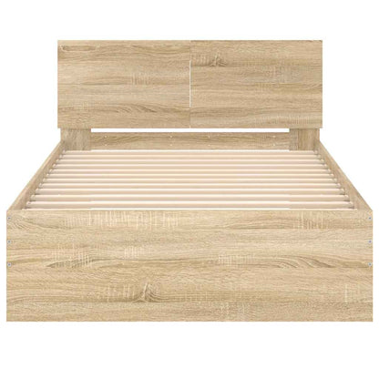 Sonoma Oak Bed Frame with Headboard 100x200 cm - Wooden Finish