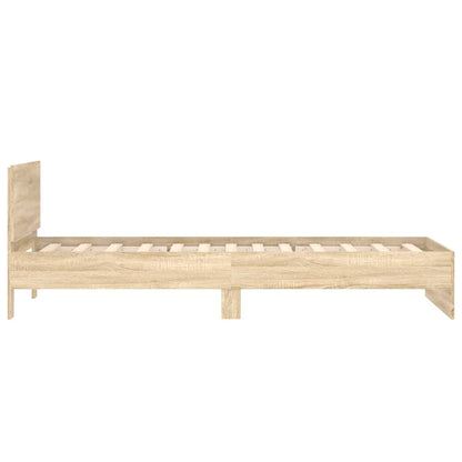Sonoma Oak Bed Frame with Headboard 100x200 cm - Wooden Finish