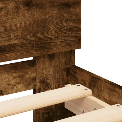 Smoked Oak Bed Frame with Headboard, 100x200 cm, No Mattress
