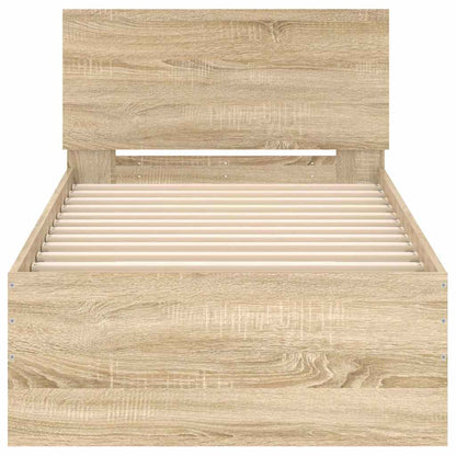 Sonoma Oak Bed Frame with Headboard 90x200 cm - No Mattress Included
