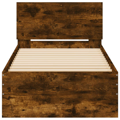 Smoked Oak Bed Frame 90x200 cm with Headboard - No Mattress