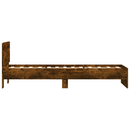 Smoked Oak Bed Frame 90x200 cm with Headboard - No Mattress